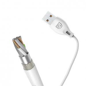 Кабел за зареждане и данни DUDAO USB Type A към Lightning 2.1A 2m бял - Img 8