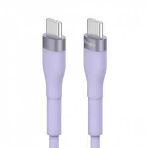Кабел за зареждане и данни RINGKE USB Type C към USB Type C 480Mb/s 60W 1.2m лилав (CB60167RS) - Img 1