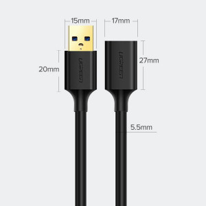 Кабел за зареждане и данни UGREEN USB Type A 3.0 5Gb/s 0.5m черен (US129) - Img 3