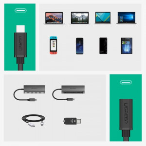 Кабел за зареждане и данни UGREEN USB Type C 3.1 0.5m черен (40574) - Img 5