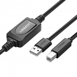 Кабел за принтер UGREEN US122 USB Type A към USB Type B 2.0 15m черен - Img 1