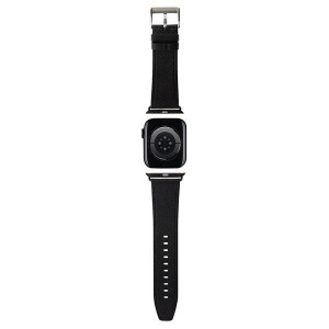 Каишка от еко кожа KARL LAGERFELD Saffiano Monogram - Apple Watch 41mm Series 9 / 41mm Series 8 / 41mm Series 7 / 40mm Series 6 / 40mm SE / 40mm Series 5 / 40mm Series 4 / 38mm Series 3 / 38mm Series 2 / 38mm (1st gen) черен - Img 2