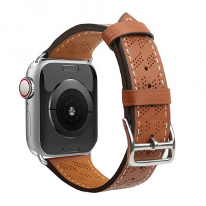каишка от естествена кожа Leather - Apple Watch 41mm Series 9 / 41mm Series 8 / 41mm Series 7 / 40mm Series 6 / 40mm SE / 40mm Series 5 / 40mm Series 4 / 38mm Series 3 / 38mm Series 2 / 38mm (1st gen) кафяв - Img 2