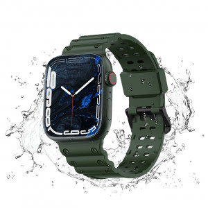 Каишка със стоманена закопчалка Triple Protection - Apple Watch 41mm Series 9 / 41mm Series 8 / 41mm Series 7 / 40mm Series 6 / 40mm SE / 40mm Series 5 / 40mm Series 4 / 38mm Series 3 / 38mm Series 2 / 38mm (1st gen) зелен - Img 4