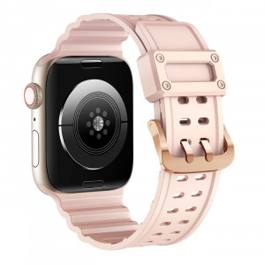 Каишка със стоманена закопчалка Triple Protection - Apple Watch 41mm Series 9 / 41mm Series 8 / 41mm Series 7 / 40mm Series 6 / 40mm SE / 40mm Series 5 / 40mm Series 4 / 38mm Series 3 / 38mm Series 2 / 38mm (1st gen) розов - Img 4