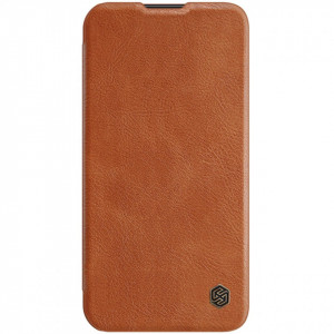 Калъф тип книга от еко кожа с подвижно покритие за камерата NILLKIN Qin Leather Pro - iPhone 14 Pro кафяв - Img 7