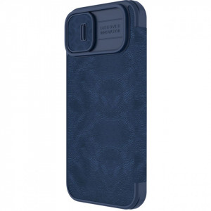 Калъф тип книга от еко кожа с подвижно покритие за камерата NILLKIN Qin Leather Pro - iPhone 14 Plus син - Img 3
