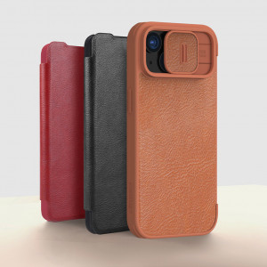 Калъф тип книга от еко кожа с подвижно покритие за камерата NILLKIN Qin Leather Pro - iPhone 15 Pro Max черен - Img 7