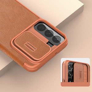 Калъф тип книга от еко кожа с подвижно покритие за камерата NILLKIN Qin Leather Pro - Samsung Galaxy S22+ черен - Img 9
