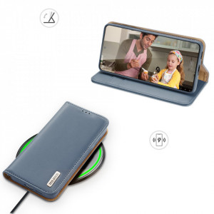 Калъф тип книга от естествена кожа DUX DUCIS Hivo със система против кражба - Samsung Galaxy S22+ син - Img 7