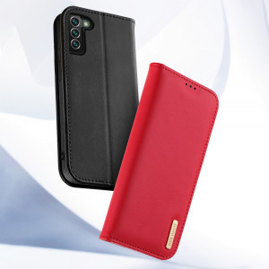 Калъф тип книга от естествена кожа DUX DUCIS Hivo със система против кражба - Samsung Galaxy S22+ син - Img 18