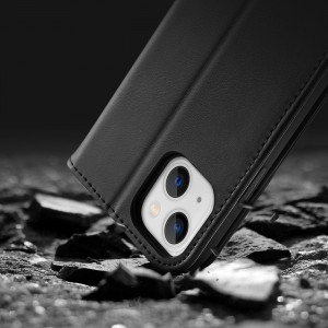 Калъф тип книга от естествена кожа DUX DUCIS Hivo със система против кражба - iPhone 14 кафяв - Img 19