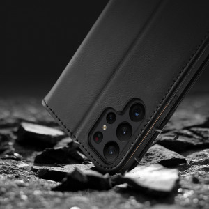 Калъф тип книга от естествена кожа DUX DUCIS Hivo със система против кражба - Samsung Galaxy S23 Ultra кафяв - Img 17