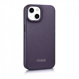 Калъф тип книга от естествена кожа iCARER CE Oil Wax Premium MagSafe - iPhone 14 Plus тъмнолилав - Img 4