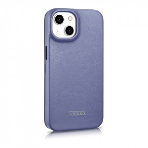Калъф тип книга от естествена кожа iCARER CE Oil Wax Premium MagSafe - iPhone 14 Plus светлолилав - Img 5