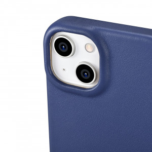 Калъф тип книга от естествена кожа iCARER CE Oil Wax Premium MagSafe - iPhone 14 Plus син - Img 13