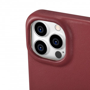 Калъф тип книга от естествена кожа iCARER CE Oil Wax Premium MagSafe - iPhone 14 Pro Max червен - Img 13