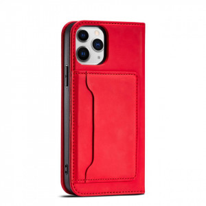 Калъф тип книга с външен джоб Magnet Card - iPhone 12 Pro червен - Img 6