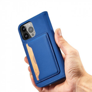 Калъф тип книга с външен джоб Magnet Card - iPhone 13 Pro син - Img 6