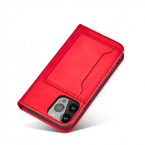 Калъф тип книга с външен джоб Magnet Card - iPhone 14 Pro червен - Img 8