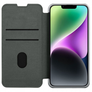 Калъф тип книга с подвижно покритие за камерата NILLKIN Qin Cloth Pro - iPhone 14 Plus сив - Img 3