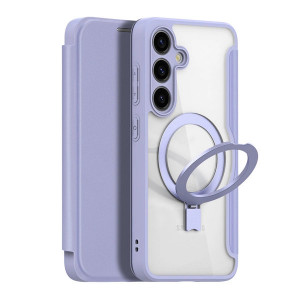Калъф тип книга с прозрачен гръб и стойка DUX DUCIS Skin X Pro MagSafe - Samsung Galaxy S24 лилав - Img 1