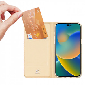 Калъф тип книга DUX DUCIS Skin Pro - iPhone 14 Pro Max златист - Img 2