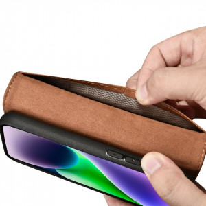 Калъф тип книга iCARER Wallet 2в1 против кражба - iPhone 14 Plus Cover кафяв - Img 10