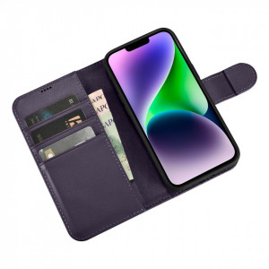 Калъф тип книга iCARER Wallet 2в1 против кражба - iPhone 14 Plus тъмнолилав - Img 10