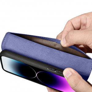 Калъф тип книга iCARER Wallet 2в1 против кражба - iPhone 14 Pro Max Cover светлолилав - Img 11