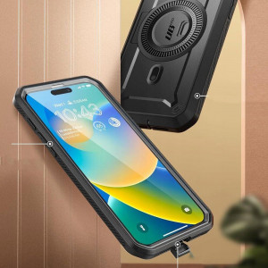 Калъф 360° със стойка и клипс SUPCASE Unicorn Beetle Pro Magsafe - iPhone 15 Pro черен - Img 7