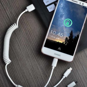 Комплект зарядни за кола DUDAO 2.4A 2x USB Type A + кабел 3в1 Lightning / USB Type C / Micro USB (R7) бяло - Img 6