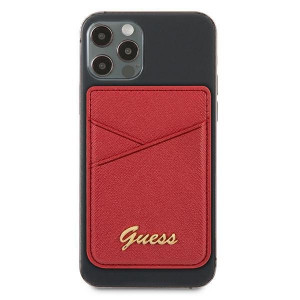Магнитен джоб за карти GUESS Saffiano GUWMSSASLRE MagSafe червен - Img 2