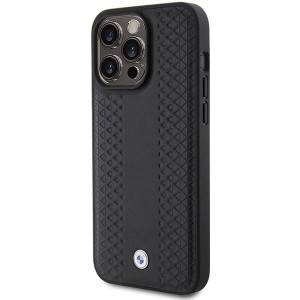 Оригинален гръб от еко кожа BMW Leather Diamond - iPhone 15 Pro черен - Img 2