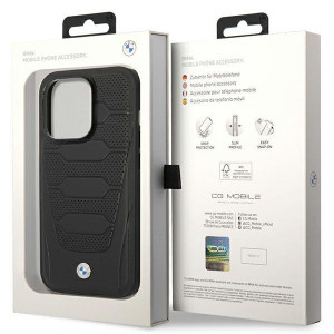 Оригинален гръб от еко кожа BMW Leather Seats MagSafe BMHMP14L22RPSK - iPhone 14 Pro черен - Img 8