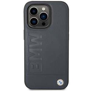 Оригинален гръб от естествена кожа BMW Leather Hot Stamp MagSafe BMHMP14XSLLNA - iPhone 14 Pro Max тъмносин - Img 3