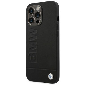 Оригинален гръб от естествена кожа BMW Leather Stamp BMHCP14XSLLBK - iPhone 14 Pro Max черен - Img 2