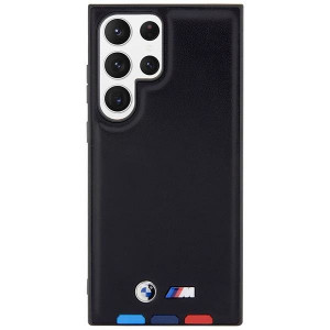 Оригинален гръб от естествена кожа BMW Leather Stamp Tricolor BMHCS23L22PTDK - Samsung Galaxy S23 Ultra черен - Img 3