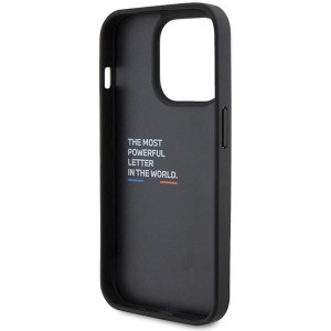 Оригинален гръб от естествена кожа BMW Leather Stamp Tricolor BMHCP15L22PTDK - iPhone 15 Pro черен - Img 7