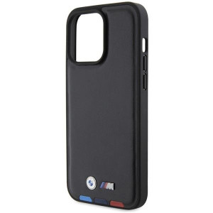 Оригинален гръб от естествена кожа BMW Leather Stamp Tricolor BMHCP15X22PTDK - iPhone 15 Pro Max черен - Img 6