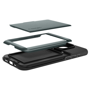Оригинален гръб със слот за карта SPIGEN Slim Armor CS - iPhone 15 Pro Abyss Green - Img 3