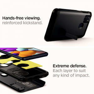 Оригинален гръб със стойка SPIGEN Tough Armor - Samsung Galaxy A21s тъмносив - Img 8