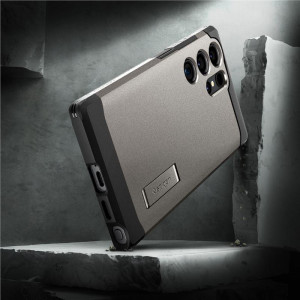 Оригинален гръб със стойка SPIGEN Tough Armor - Samsung Galaxy S24 Ultra металносив - Img 8