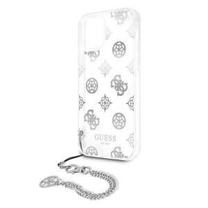 Оригинален гръб с верижка GUESS Peony Chain GUHCP12LKSPESI - iPhone 12 Pro Max сребрист - Img 6