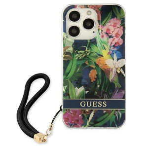 Оригинален гръб с връзка GUESS Flower GUHCP13LHFLSB - iPhone 13 Pro син - Img 3