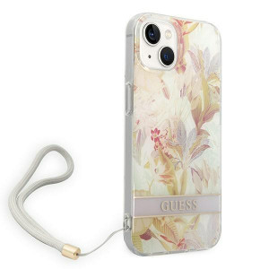 Оригинален гръб с връзка GUESS Flower GUOHCP14MHFLSU - iPhone 14 Plus лилав - Img 3