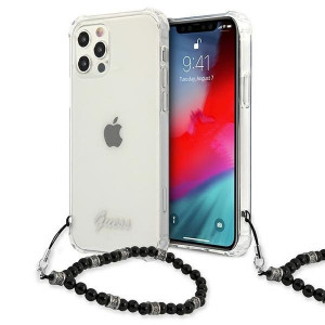 Оригинален гръб с гривна GUESS черен Pearl GUHCP12LKPSBK - iPhone 12 Pro Max прозрачен - Img 1