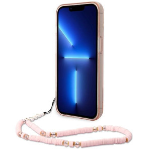 Оригинален гръб с гривна GUESS Translucent Pearl Strap GUHCP14MHGCOHP - iPhone 14 Plus розов - Img 4