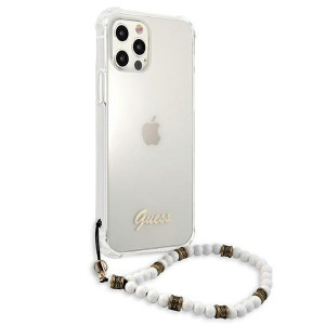 Оригинален гръб с гривна GUESS White Pearl GUHCP12MKPSWH - iPhone 12 / 12 Pro прозрачен - Img 4