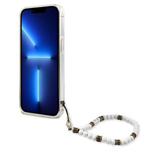 Оригинален гръб с гривна GUESS White Pearl GUHCP13LKPSWH - iPhone 13 Pro прозрачен - Img 5